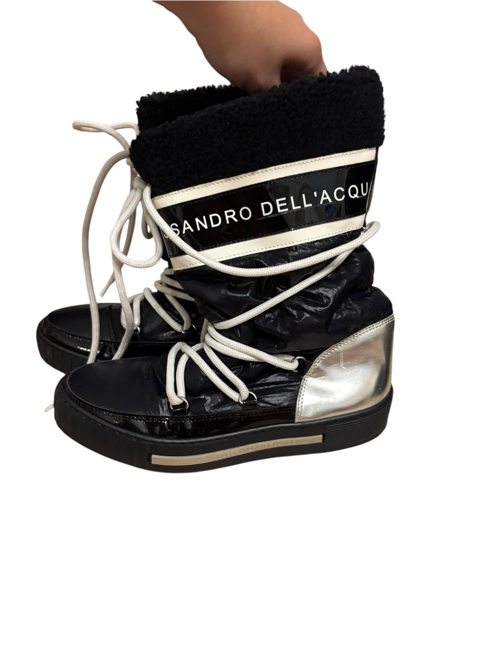Alessandro Dell’Acqua Y2K Black & Silver Winter Snow Boots - Picture 4 of 12